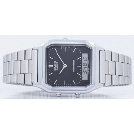 Montre unisexe Casio Vintage analogique numérique en acier inoxydable avec cadran noir AQ-230A-1DHDF remise à neuf