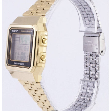 Montre Casio Digital A500WGA-1DF pour homme, bracelet en acier inoxydable doré, quartz, remise à neuf