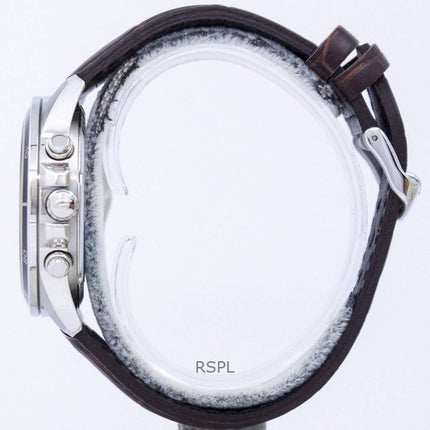 Montre homme Casio Edifice EFR-526L-7AV, chronographe analogique, bracelet en cuir, cadran blanc, quartz, 100 m, remise à neuf