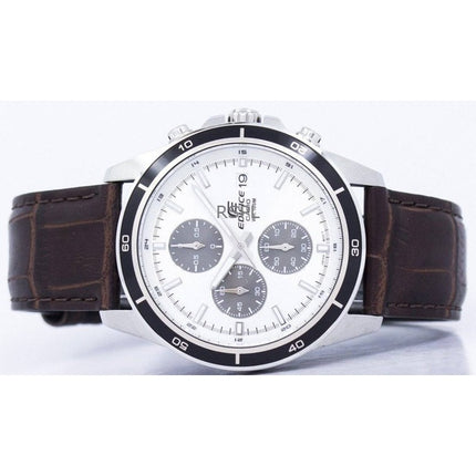 Montre homme Casio Edifice EFR-526L-7AV, chronographe analogique, bracelet en cuir, cadran blanc, quartz, 100 m, remise à neuf