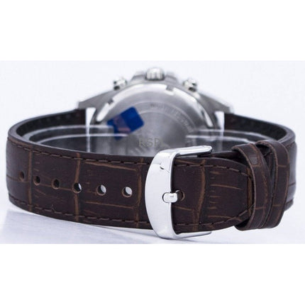 Montre homme Casio Edifice EFR-526L-7AV, chronographe analogique, bracelet en cuir, cadran blanc, quartz, 100 m, remise à neuf