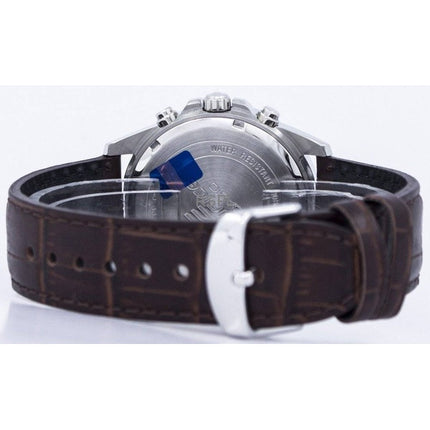 Montre homme Casio Edifice EFR-526L-7AV, chronographe analogique, bracelet en cuir, cadran blanc, quartz, 100 m, remise à neuf