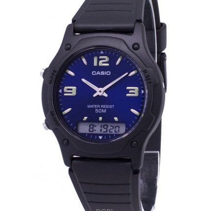 Montre Casio analogique numérique à quartz AW-49HE-2AVDF pour homme, bracelet en résine, cadran bleu, remise à neuf