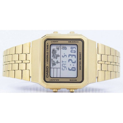 Montre Casio Digital A500WGA-9DF pour homme, bracelet en acier inoxydable doré, quartz, remise à neuf