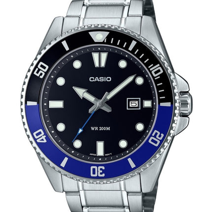 Montre homme Casio MDV-107D-1A2, analogique, 200 m, cadran noir, acier inoxydable, quartz, remise à neuf