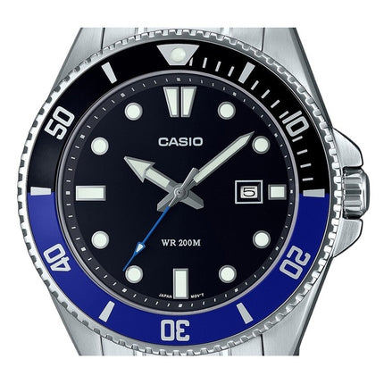 Montre homme Casio MDV-107D-1A2, analogique, 200 m, cadran noir, acier inoxydable, quartz, remise à neuf