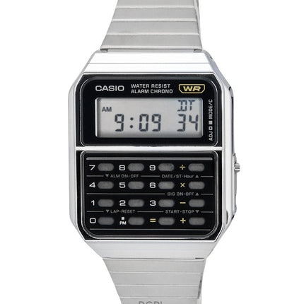 Montre Casio vintage à quartz pour homme, calculatrice numérique, acier inoxydable, CA-500WE-1A, remise à neuf