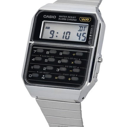 Montre Casio vintage à quartz pour homme, calculatrice numérique, acier inoxydable, CA-500WE-1A, remise à neuf