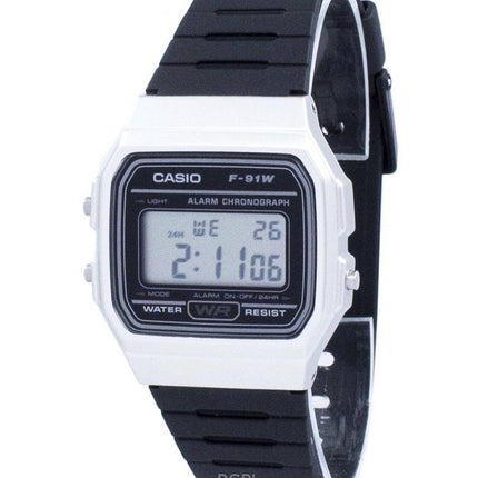 Montre Casio Vintage Digital Quartz F-91WM-7A unisexe, bracelet en résine, remise à neuf