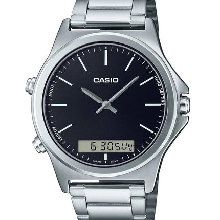 Montre homme Casio MTP-VC01D-1E, analogique, numérique, acier inoxydable, cadran noir, quartz, remise à neuf