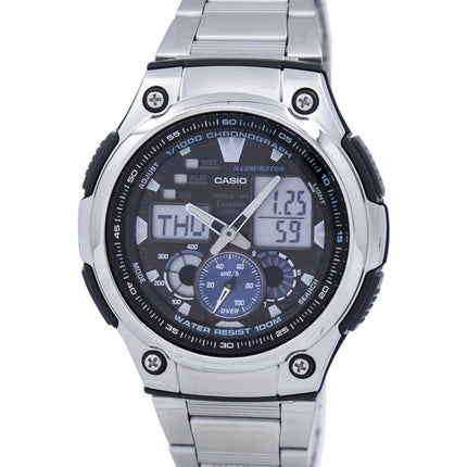 Montre Casio Chronographe Heure Mondiale Analogique Numérique AQ-190WD-1AV pour Homme, remise à neuf