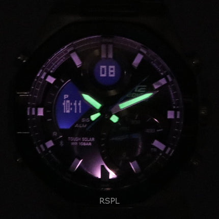 Montre homme Casio Edifice Mobile Link, analogique, numérique, cadran gris, solaire, ECB-950DB-1A, 100 m, remise à neuf