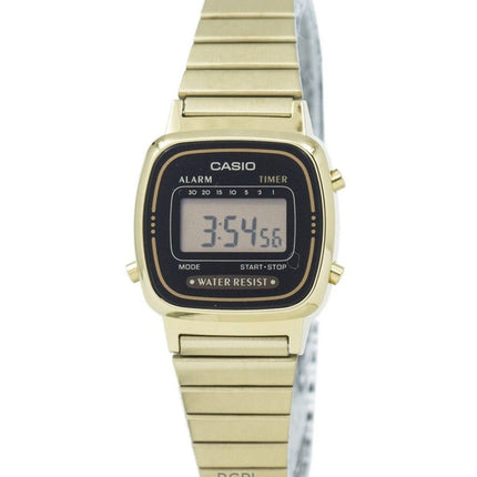 Montre numérique Casio LA670WGA-1DF pour femme, remise à neuf, en acier inoxydable, avec alarme et minuteur