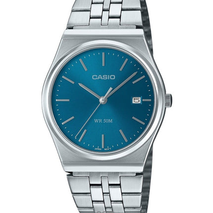 Montre homme Casio Standard analogique à quartz, acier inoxydable, cadran bleu, MTP-B145D-2A2, remise à neuf