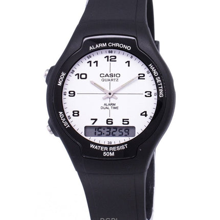 Montre homme Casio AW-90H-7BVDF analogique numérique à quartz et double fuseau horaire, remise à neuf