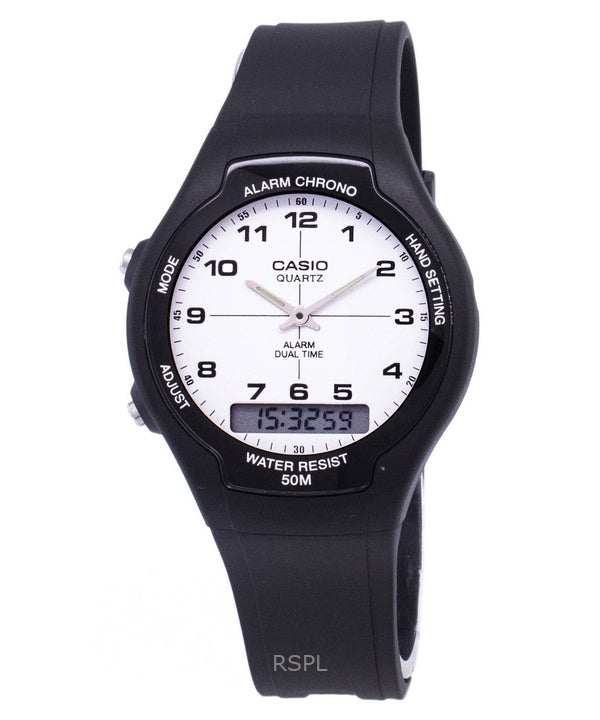 Montre homme Casio AW-90H-7BVDF analogique numérique à quartz et double fuseau horaire, remise à neuf
