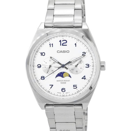 Montre homme Casio Standard analogique à quartz avec phases de lune et cadran blanc MTP-M300D-7A remise à neuf