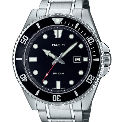 Montre homme Casio MDV-107D-1A1, analogique, 200 m, cadran noir, acier inoxydable, quartz, remise à neuf