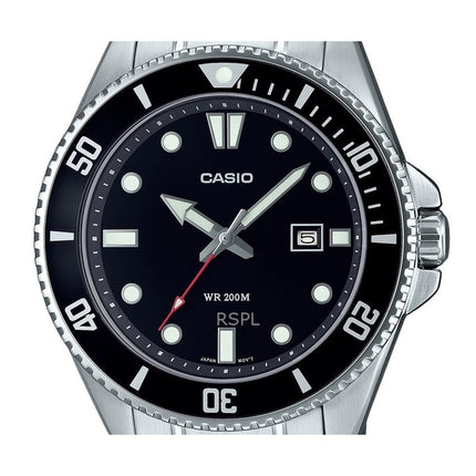 Montre homme Casio MDV-107D-1A1, analogique, 200 m, cadran noir, acier inoxydable, quartz, remise à neuf