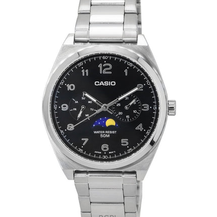 Montre homme Casio Standard analogique à quartz avec phases de lune et cadran noir MTP-M300D-1A remise à neuf
