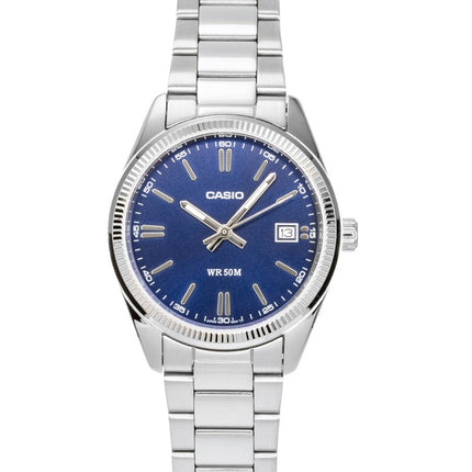 Montre unisexe Casio UTP-1302PD-2A1V, cadran bleu, analogique, en acier inoxydable et à quartz.