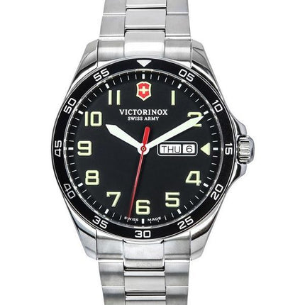Montre pour homme Victorinox Swiss Army FieldForce en acier inoxydable avec cadran noir et quartz 241849 100M