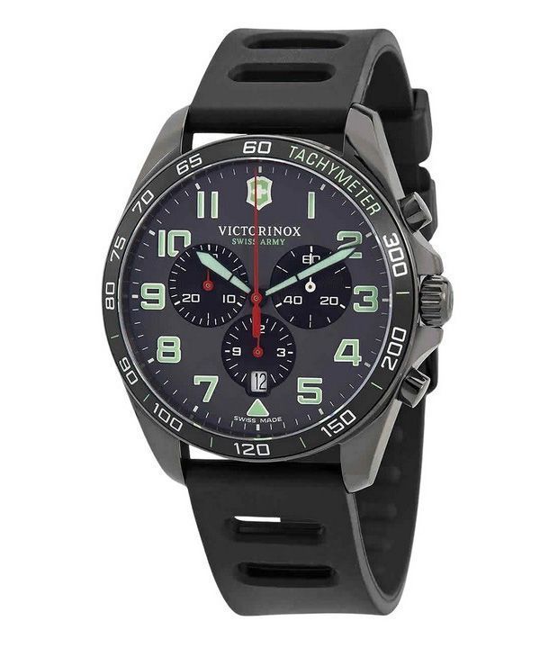 Montre pour homme Victorinox Swiss Army Fieldforce Sport chronographe bracelet en caoutchouc cadran gris Quartz 241891 100M