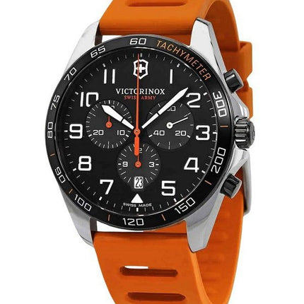 Montre pour homme Victorinox Swiss Army Fieldforce Sport chronographe bracelet en caoutchouc cadran noir Quartz 241893 100M