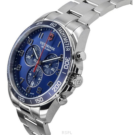 Montre chronographe Victorinox FieldForce Classic en acier inoxydable avec cadran bleu et quartz 241901 100M pour homme