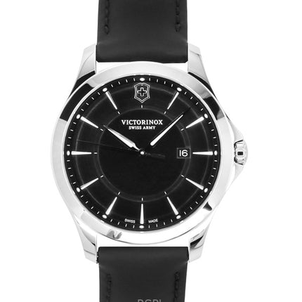 Montre homme Victorinox Alliance, bracelet cuir, cadran noir, quartz, 241904, 100 m, avec coffret de couteaux