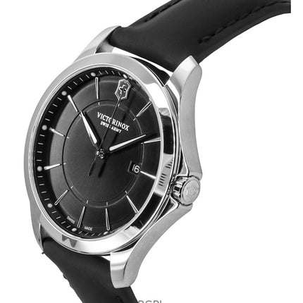 Montre homme Victorinox Alliance, bracelet cuir, cadran noir, quartz, 241904, 100 m, avec coffret de couteaux