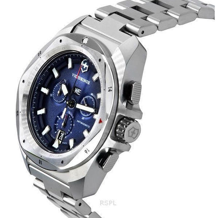 Montre pour homme Victorinox Swiss Army INOX chronographe en acier inoxydable avec cadran bleu et quartz de plongée 241985 200M