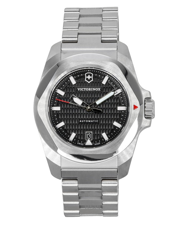 Montre de plongée automatique Victorinox INOX pour homme, cadran noir, acier inoxydable, 242019, 200 m