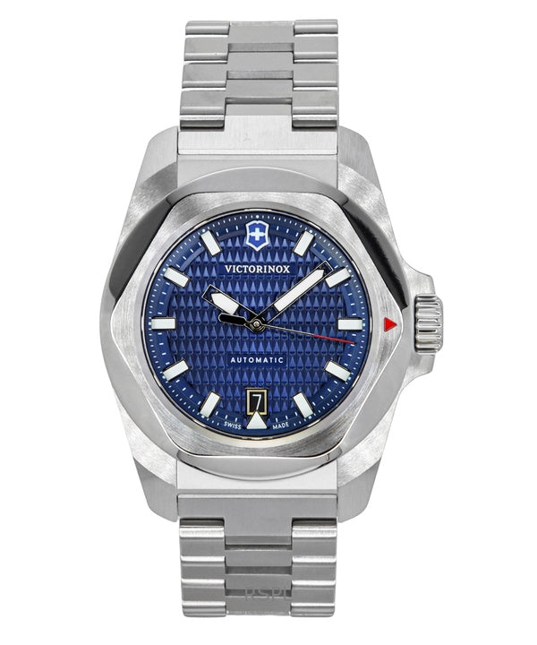 Montre homme Victorinox INOX 242020 automatique en acier inoxydable avec cadran bleu, 200 m