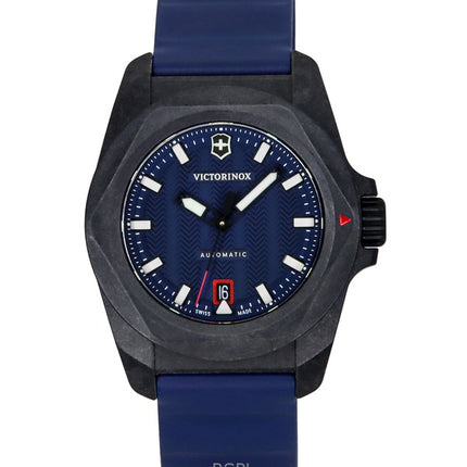 Montre de plongée automatique Victorinox INOX pour homme, bracelet en caoutchouc, cadran bleu, 200 m, avec coffret cadeau, modèle 242022-1
