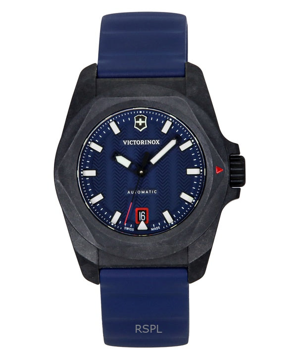 Montre de plongée automatique Victorinox INOX pour homme, bracelet en caoutchouc, cadran bleu, 200 m, avec coffret cadeau, modèle 242022-1