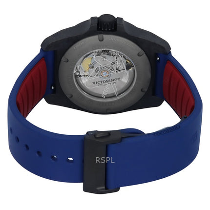 Montre de plongée automatique Victorinox INOX pour homme, bracelet en caoutchouc, cadran bleu, 200 m, avec coffret cadeau, modèle 242022-1