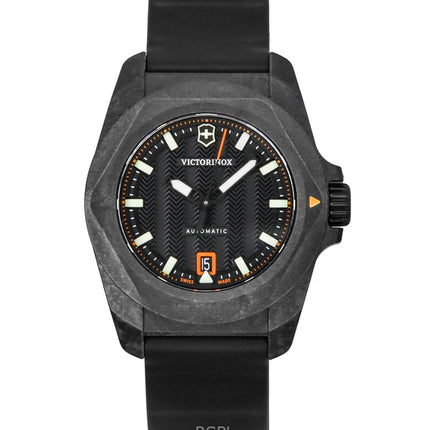 Montre de plongée automatique Victorinox INOX pour homme, bracelet en caoutchouc, cadran noir, 200 m, avec coffret cadeau, modèle 242023-1