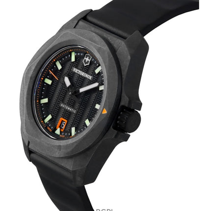 Montre de plongée automatique Victorinox INOX pour homme, bracelet en caoutchouc, cadran noir, 200 m, avec coffret cadeau, modèle 242023-1