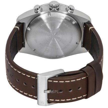 Montre chronographe Victorinox Swiss Army pour homme, bracelet en cuir, cadran noir, quartz, 242046, 100 m