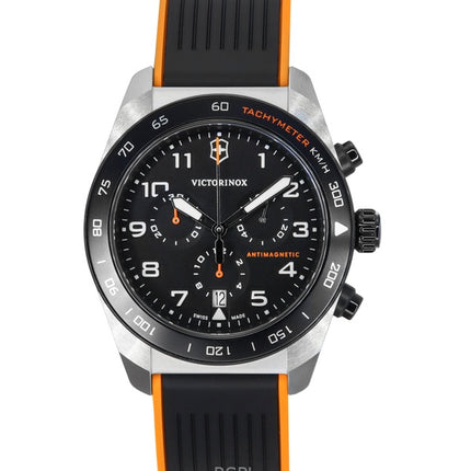 Montre homme Victorinox Swiss Army chronographe, bracelet en caoutchouc, cadran noir, quartz, 242050 100 m