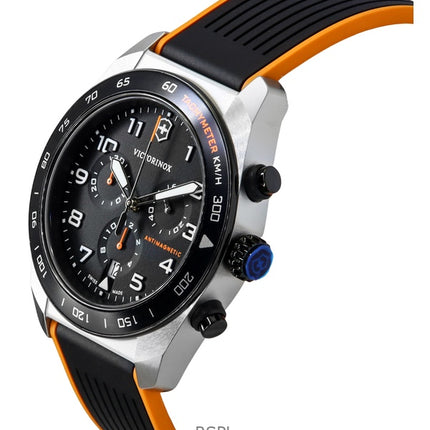 Montre homme Victorinox Swiss Army chronographe, bracelet en caoutchouc, cadran noir, quartz, 242050 100 m