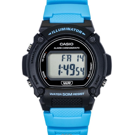 Montre Casio Standard Digital pour homme, bracelet en résine bleue, quartz W-219H-2A2V