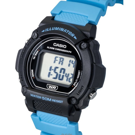 Montre Casio Standard Digital pour homme, bracelet en résine bleue, quartz W-219H-2A2V