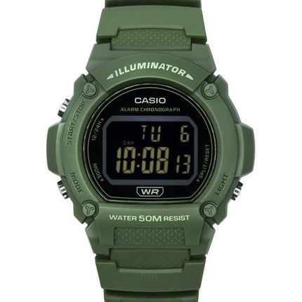 Montre pour hommes Casio Standard Illuminator Digital Bracelet en résine verte Quartz W-219HC-3B