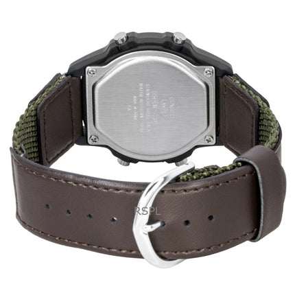 Montre Casio Standard Digital à quartz avec bracelet en cuir et tissu W-220HF-3AV unisexe