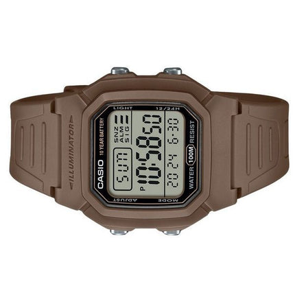 Montre pour homme Casio Digital Brown Dual Time avec bracelet en résine Quartz W-800H-5AV 100M