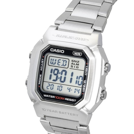 Montre Casio Digital pour homme, bracelet en acier inoxydable, mouvement à quartz W-800HD-1AV, étanche à 100 m