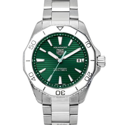 Montre de plongée Tag Heuer Aquaracer Solargraph en acier inoxydable, cadran vert, quartz, 200 m, WBP1115.BA0000