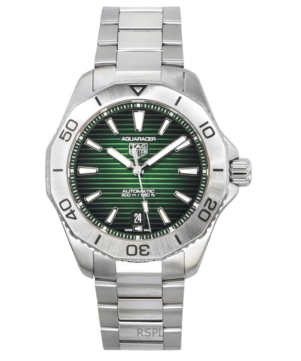 Montre de plongée automatique Tag Heuer Aquaracer Professional Date Sunray avec cadran vert brossé WBP2115.BA0627 pour homme 200